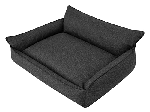 PillowPrim Hundebett Haustierbett Liegen Hundekissen Kissen Bett Hundeliege Hundematratze Sofa Tierbett Hundesofa Matratze, XXL - 106 x 80 cm, Schwarz Ökoleinen von PillowPrim