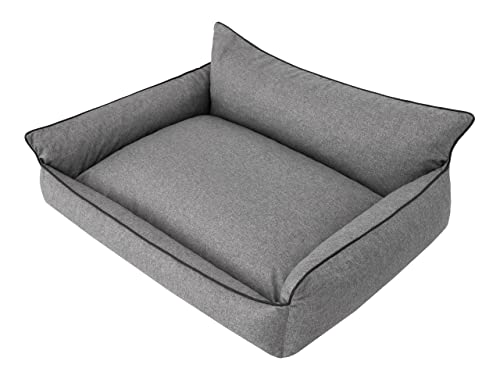 PillowPrim Hundebett Haustierbett Liegen Hundekissen Kissen Bett Hundeliege Hundematratze Sofa Tierbett Hundesofa Matratze, XXXL - 132 x 106 cm, Graphit Ökoleinen von PillowPrim