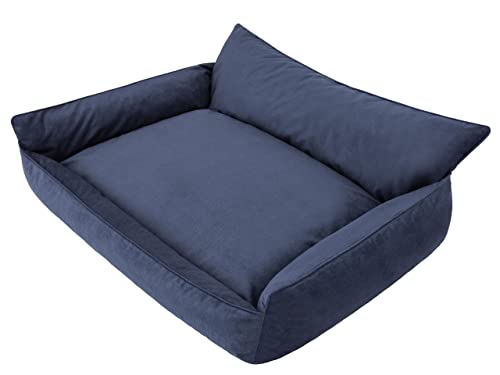 PillowPrim Hundebett Haustierbett Liegen Hundekissen Kissen Bett Hundeliege Hundematratze Sofa Tierbett Hundesofa Matratze, XXXL - 132 x 106 cm, Navy Blau Fancy von PillowPrim