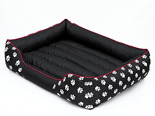 PillowPrim Hundebett Hundesofa Hundekissen Hundecouch Tierbett Haustierbett Größe XL 85x65 Schwarz mit Pfoten von PillowPrim