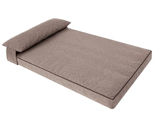 PillowPrim Hundebett Hundesofa Liegen Hundekissen Sofa Hundekorb Bett Hundecouch Tierbett Weich Haustierbett Hundeliegen Kissen XXL - 110x85 cm Beige/Schwarz Kissen von PillowPrim