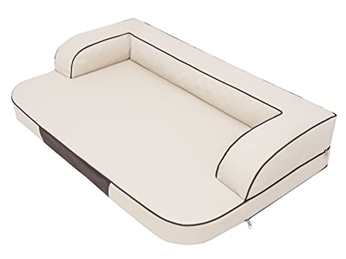 PillowPrim Hundebett Hundesofa Liegen Hundekissen Sofa Hundekorb Bett Hundecouch Tierbett Weich Haustierbett Hundeliegen Kissen XXL - 120 x 80 cm Beige von PillowPrim