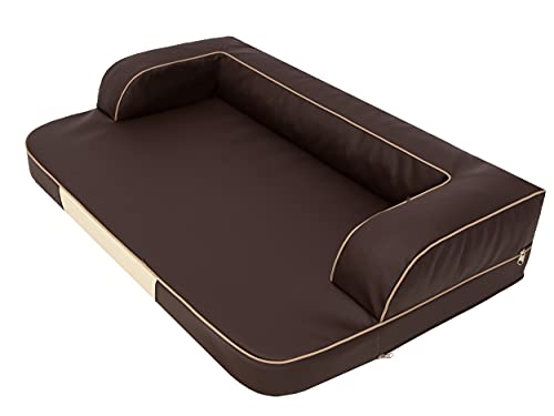 PillowPrim Hundebett Hundesofa Liegen Hundekissen Sofa Hundekorb Bett Hundecouch Tierbett Weich Haustierbett Hundeliegen Kissen XXL - 120 x 80 cm Braun von PillowPrim