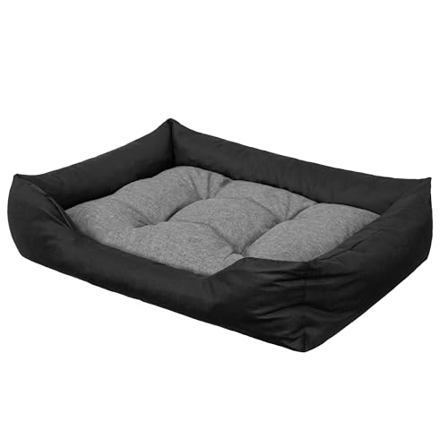 PillowPrim Hundebett - katzenkorb - Hundekissen in Leinenopti - Hundekissen für Minihund - erhöhte Ränder EInfach zu reinigen, S, 67x54 cm, Graphit von PillowPrim