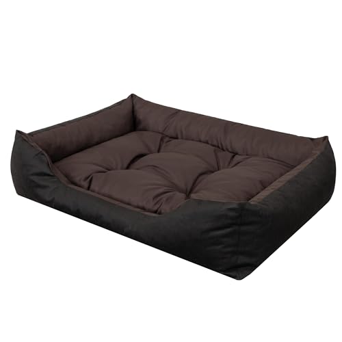 PillowPrim Hundebett - katzenkorb - kuscheliges Hundekissen - Hundekissen für Minihund - erhöhte Ränder EInfach zu reinigen, S, 67x54 cm, Braun von PillowPrim