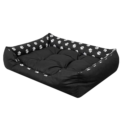 PillowPrim Hundebett - katzenkorb - kuscheliges Hundekissen - Hundekissen für Minihund - erhöhte Ränder EInfach zu reinigen, S, 67x54 cm, Schwarz von PillowPrim