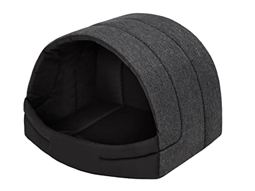 Hundehütte Hundehöhle Hundebett Hundehaus Katzenhöhle Schlafplatz M - 50x38 cm Schwarz von PillowPrim