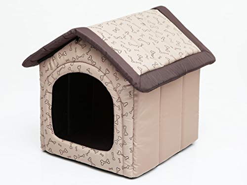 PillowPrim Hundehütte Hundehöhle Hundebett Hundehaus Katzenhöhle kleine S - 38x32 cm beige mit Knochen von PillowPrim