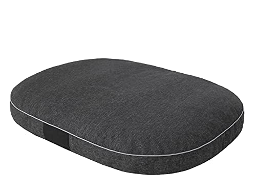 PillowPrim Hundekissen Hundebett Hundematratze Kissen Hundeschlaufplatz Bett Hundekorb Hundesofa ovale Matratze mittelgroße Hunde L - 87 x 68 cm Schwarz ökologische Leinenstoffe von PillowPrim