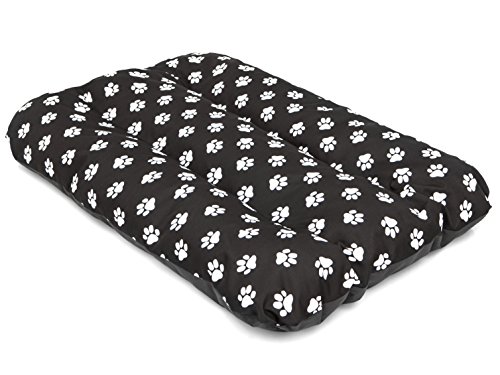 PillowPrim Hundematratze Hundesofa Liegen Hundekissen Sofa Matratze Hundekorb Bett Tierbett Weich Haustierbett Hundeliegen Kissen R2-100 x 70 cm Schwarz Pfoten von PillowPrim