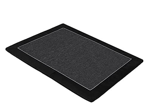 PillowPrim Hundematte Bett Hundekissen Hundehütte Matte Hundebett Kissen große Hunde XL - 110 x 90 cm Schwarz ökologische Leinenstoffe von PillowPrim