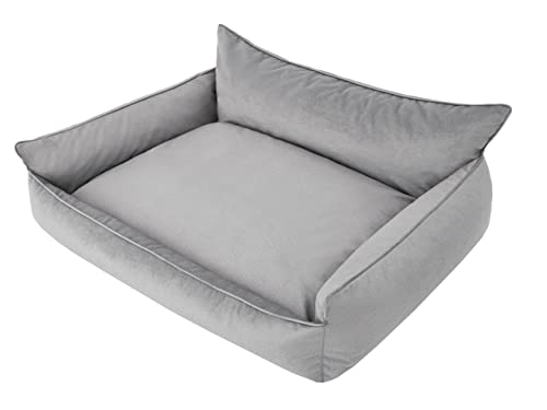 PillowPrim Hundebett Haustierbett Liegen Hundekissen Kissen Bett Hundeliege Hundematratze Sofa Tierbett Hundesofa Matratze, XXXL - 132 x 106 cm, Asche Fancy von PillowPrim