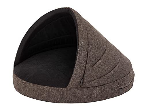 Hundehöhle Hundebett Hundesofa Hundekissen Hundehütte Hundekorb Hundecouch Ruheplatz Haustierbett Hundeliegen Kissen, Braun, R1: 65 x 50 cm von PillowPrim