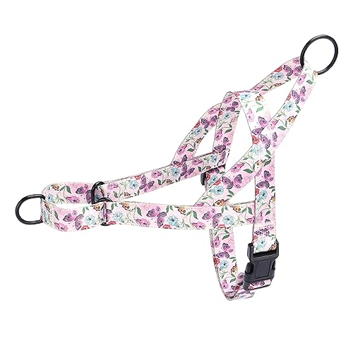 Pimaodog Hundegeschirr ohne Ziehen, Blumenmuster für Damen, Sicherheits-Nylon-Trainingshalsband für kleine, mittelgroße und große Hunde (XS, Hornblume) von Pimaodog