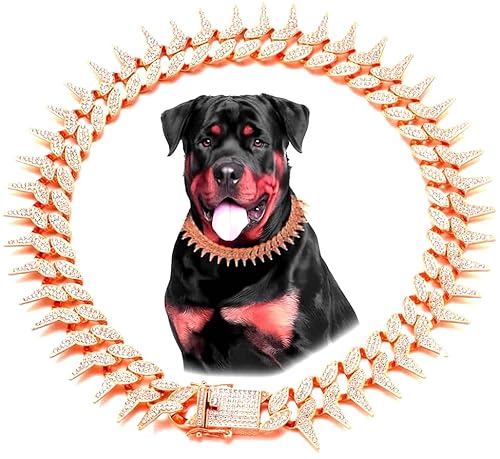 Pimaodog Hundehalsband, seitliche Stachelhalskette, glitzernde Diamanten, kubanische Glieder-Hundehalsband, Glitzer, Strass, Welpenhalsband für kleine, mittelgroße und große Hunde (Roségold, 20,3 cm) Pimaodog Hundehalsband, seitliche Stachelhalskette, glitzernde Diamanten, kubanische Glieder-Hundehalsband, Glitzer, Strass, Welpenhalsband für kleine, mittelgroße und große Hunde (Roségold, 20,3 cm) von Pimaodog