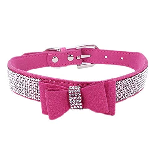 Pimaodog Hundehalsband mit Strasssteinen, niedlich, schillernd, funkelnd, weiches Wildleder, verstellbar, für Hunde und Katzen, mit Kristalldiamanten für Welpen, kleine, mittelgroße und große Hunde von Pimaodog