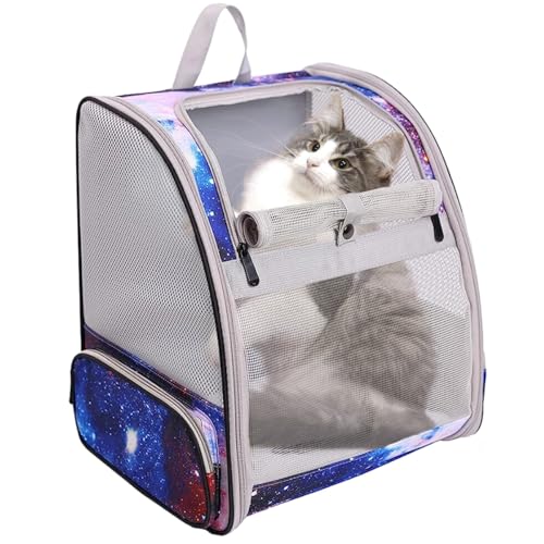 Haustier-Tragetasche Rucksack für Katze und kleine Hunde, Raumkapsel Bubble Katzen Rucksack, Hunde Reisetasche Rucksack Fluggesellschaft zugelassen (Blau, belüftetes Design) von Pimoka