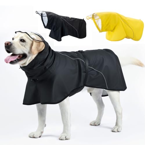 PINA Hunde-Regenmantel, wasserdichte Hunde-Regenjacke mit Kapuze, leichte Haustier-Regenjacke mit Loch für die Leine, Hundeponcho mit reflektierendem Riemen und abnehmbarem Hut für nasses Wetter, von Pina