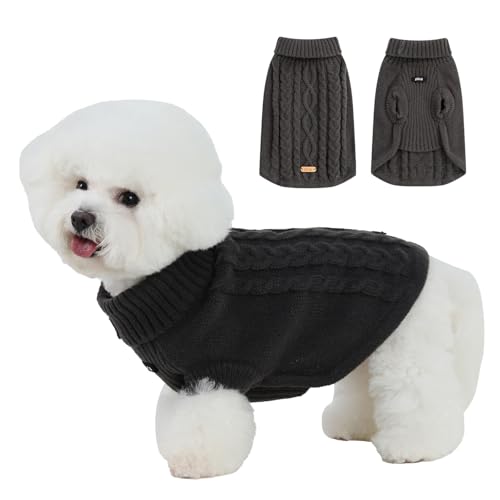 PINA Hundepullover, Rollkragenpullover, klassischer Zopfstrick, Hundepullover, klassisch, warm, winddicht, Welpenpullover, Winterkleidung für kleine, mittelgroße und große Hunde von Pina