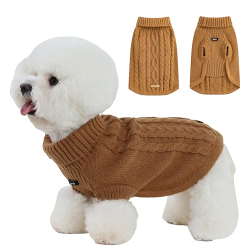 PINA Hundepullover, Rollkragenpullover, klassischer Zopfstrick, Hundepullover, klassisch, warm, winddicht, Welpenpullover, Winterkleidung für kleine, mittelgroße und große Hunde von Pina