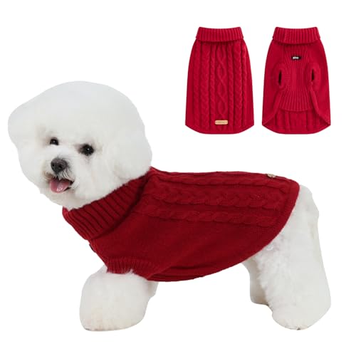 PINA Hundepullover, Rollkragenpullover, klassischer Zopfstrick, Hundepullover, klassisch, warm, winddicht, Welpenpullover, Winterkleidung für kleine, mittelgroße und große Hunde von Pina