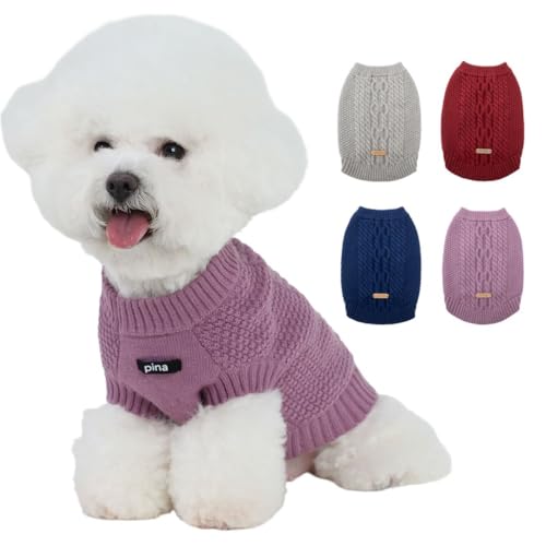 PINA Hundepullover, gestrickter Hundepullover für kaltes Wetter, klassischer warmer und winddichter Welpenpullover, Winterkleidung für kleine, mittelgroße und große Hunde von Pina