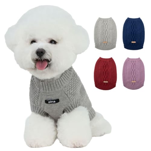 PINA Hundepullover, gestrickter Hundepullover für kaltes Wetter, klassischer warmer und winddichter Welpenpullover, Winterkleidung für kleine, mittelgroße und große Hunde von Pina