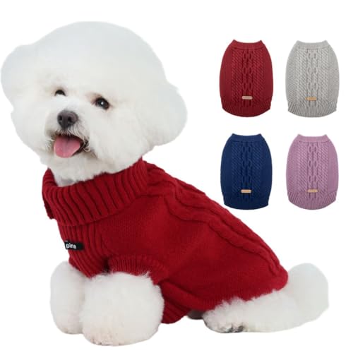 PINA Hundepullover, gestrickter Hundepullover für kaltes Wetter, klassischer warmer und winddichter Welpenpullover, Winterkleidung für kleine, mittelgroße und große Hunde von Pina