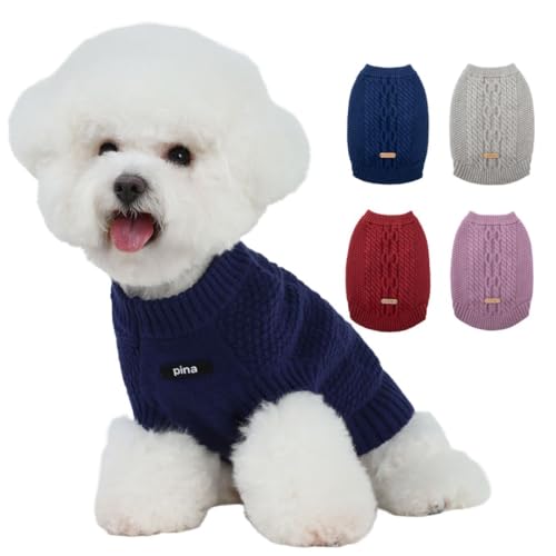 PINA Hundepullover, gestrickter Hundepullover für kaltes Wetter, klassischer warmer und winddichter Welpenpullover, Winterkleidung für kleine, mittelgroße und große Hunde von Pina