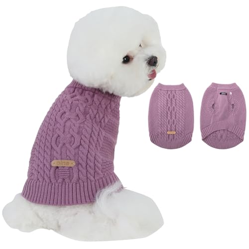 PINA Hundepullover, gestrickter Hundepullover für kaltes Wetter, klassischer warmer und winddichter Welpenpullover, Winterkleidung für kleine, mittelgroße und große Hunde von Pina