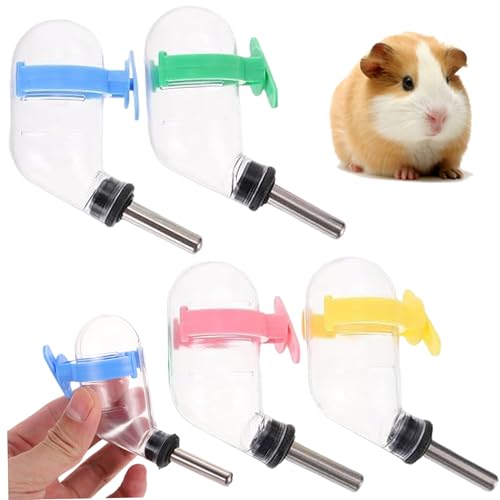 Pineeseatile 4pcs Hamster Wasserflasche für Glaspanzer, 60 ml Kaninchenwasserflasche, Autofutter hängende Kunststoff-Meerschweinchen mit Schnalle für Käfige, Kisten, Kaninchen von Pineeseatile