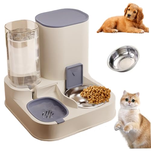 Automatischer Katzenfutter 2 in 1 Edelstahl- und PP -Katze -Futter- und Wasser -Dispenser Abnehmbarer Katzenfutterspender für kleine Hunde und Katzen Blau, Katzenfutter- und Wasserspender von Pineeseatile