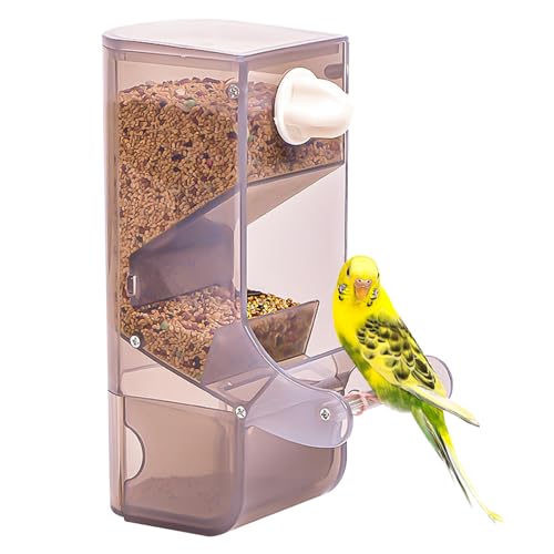 Automatischer Vogelkäfig -Feeder, durchscheinender Spritzer Beweis Keine Mess Vogelhurfe mit Schublade, große Kapazitätsvogelkäfigzubehör mit Stehpolvogel -Käfig -Zubehör von Pineeseatile