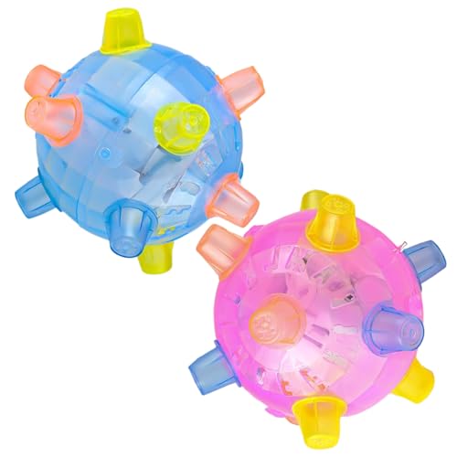 Bouncing Ball für Hunde 2PCS Bunte interaktive Leuchtkugel mit Musik, aktives Spielzeug für Innen- und Außenspiele von Pineeseatile