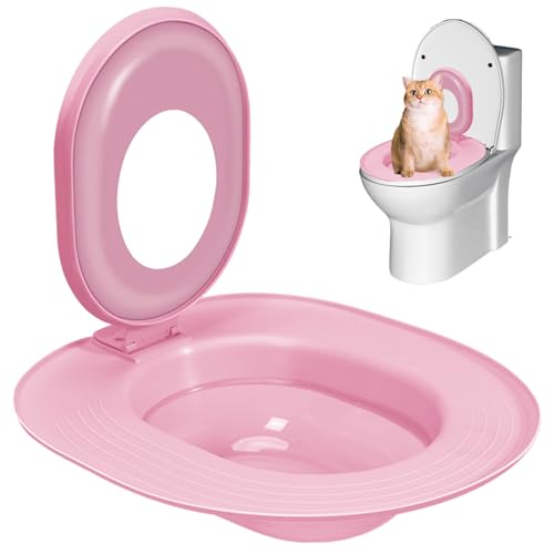 Cat Toilet Trainer Kit Katzen-Toilettentrainer tragbares Toilettentraining für Katzen wiederverwendbares Katzentraining für Katzenkatze Anti-Rutsch-Katzentrainer für Tierpflege, Style 1, Cat Toilette von Pineeseatile