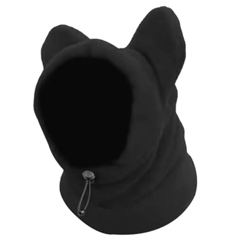 Hund Snood mit Ohren Wärme polarer Fleece -Ohrmuffs mit Kordelkordel, Lärmschutz und Angstlinderung für den Winter, Größe M, Schwarz von Pineeseatile