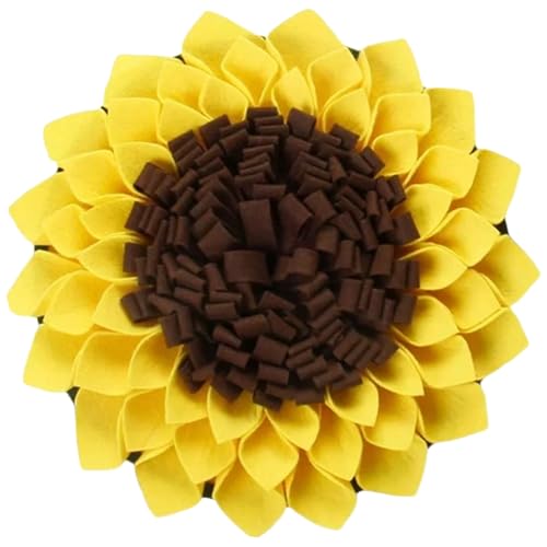 Pineeseatile Hund Snuffle Matte 15x15 Zoll Sonnenblumenform Filzmatte mit rutschfestem Rücken, waschbare Futtermatte, um Hunde zu beschäftigen und unterhalten von Pineeseatile