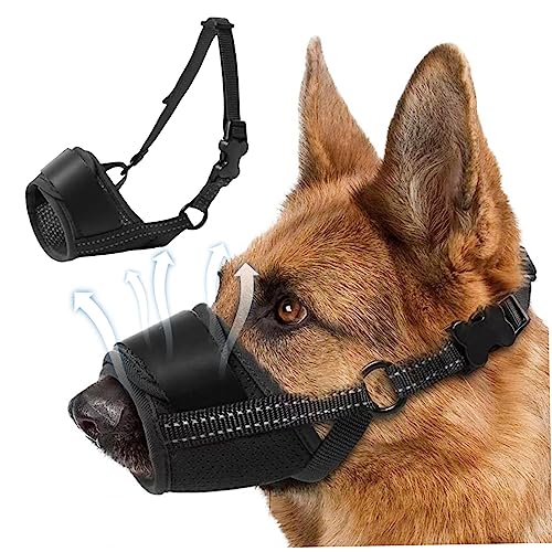 Hunde Mündung Hund Mundmund, um beißen und bellen atmungsaktivem Mesh Hundehund mit Einstellbarer Schleife und reflektierender Gurte Anti -beißende Hunde Mundmaske für kleine mittelgroße Hunde M. von Pineeseatile