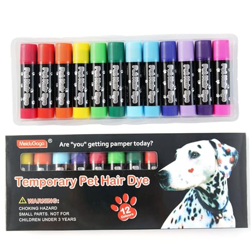 Hundehaarfarbstoff 12 Farben Temporäres sicheres Haustierfarbe Waschbar für Hunde, Katzen und Pferde, die Pflege von Pineeseatile