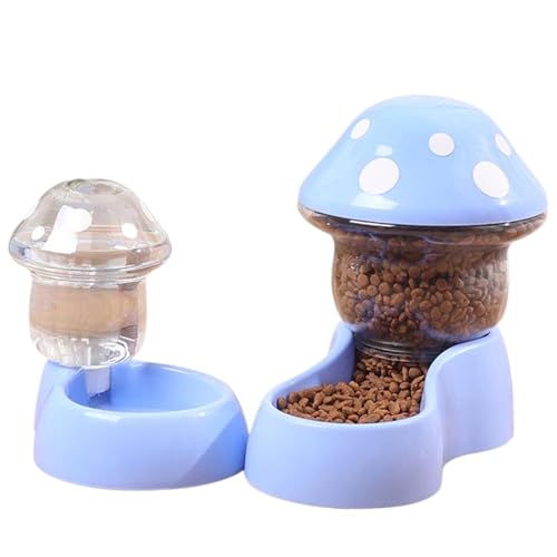 Katzenfutterspender und Wasserspender, Pilzform Automatischer Hundefutter, Haustier Futter für kleine mittelgroße Hund Haustiere Welpen Kätzchen, Blau, automatische Feeder von Pineeseatile