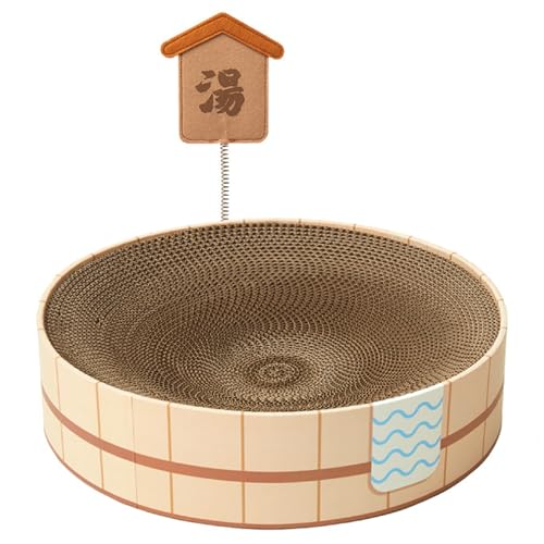 Katzenkratzer -Karton, 16x16x4 Spa -Themen -Runde Katzenpolster für Couch, Wellblecher Katzenkratzerbett für Innen- und Outdoor -Katzen, die Krallenkratze Schleifen, Katzenpolster von Pineeseatile