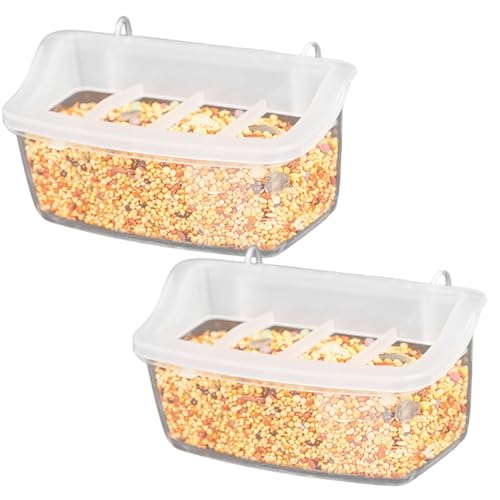 Kein Messvogelfutter, 2pcs Vogelhäuschen für Käfig, 4-Gitter-transparentes Plastik ohne Chaos, hängende Sittichfuttergericht für Papageipeon Kein Messvogelfutter, 2pcs Vogelhäuschen für Käfig, 4-Gitter-transparentes Plastik ohne Chaos, hängende Sittichfuttergericht für Papageipeon von Pineeseatile