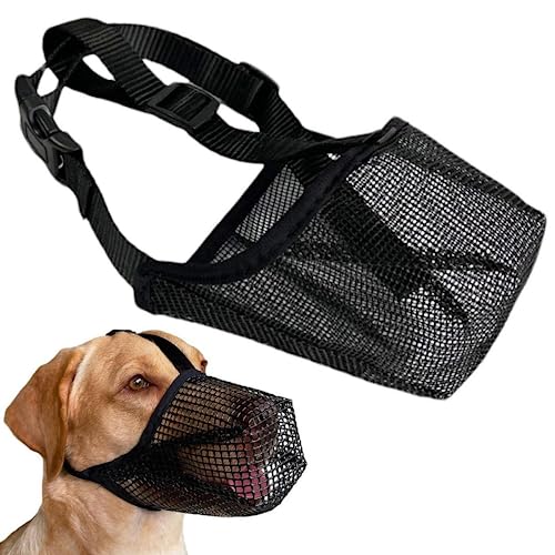 Pineeseatile Mesh Mündungshund -Mündung abgerundetem atmungsaktives Mesh Mündung mit einstellbaren Gurten Größe L Mundabdeckung mit mittleren großen Hunden, beißen, Essen, Kauen von Pineeseatile