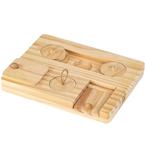 Pineeseatile Hamster Feeder Hamster Futterspielzeug mit 6 Lebensmittellöchern Holz Hamster Anreicherung Kleine Nahrungsmittelspender Spielzeug für Meerschweinchen Hamster Ratten Rennmäuse von Pineeseatile