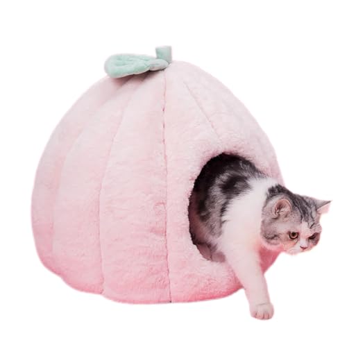 Pineeseatile Haustierbett Plüsch Zelthöhle Haus Dreieck Katze Nistbett Katze Nisthaus Katzenbetten und Sofa Höhlenhaus Kürbis Häuser Zwinger mit abnehmbarem Kissen für Haustiere s s von Pineeseatile