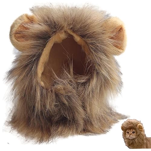 Pineeseatile Mähne für Katzenkatze Mähne süße Halloween -Katzenkostüm für Hals Größe 11 bis 12 Zoll lustiges Katzenkostümzubehör für Halloween, Katze Geburtstag, Cosplay, Outfits von Pineeseatile