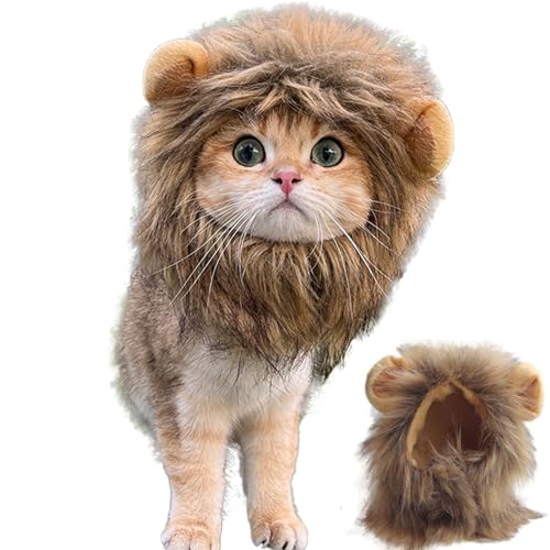 Pineeseatile Mähne für Katzenkatze Mähne süße Halloween -Katzenkostüm für Hals unter 11 Zoll lustiges Katzenkostümzubehör für Halloween, Katze Geburtstag, Cosplay, Outfits s von Pineeseatile