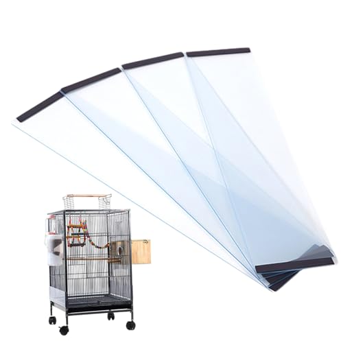 Pineeseatile Vogelkäfigsamen-Fänger-Wache 4pcs Anti-Streu-Chaos-freier Vogelsamenfänger transparenter PVC-Vogelkäfig-Käfig-Samenfänger für Papagei, Sicht von Pineeseatile