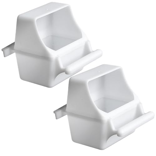 Vogelkäfig-Feeder 2pcs 3x2x3.5 spritzbrichtssicherer weißer Kunststoff-Vogel-Futterhäusch Vogelkäfig-Feeder 2pcs 3x2x3.5 spritzbrichtssicherer weißer Kunststoff-Vogel-Futterhäusch von Pineeseatile