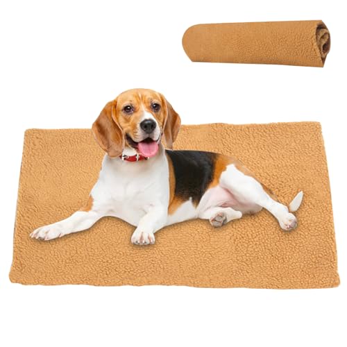 Waschbares Hundebett 24 x 18 Zoll Selbstheizung Hundebett abnehmbare Winter warme Haustierdecke Katzendecke Kissenmatte für Welpen Kätzchen Kaninchen gelbe Bettmatten von Pineeseatile